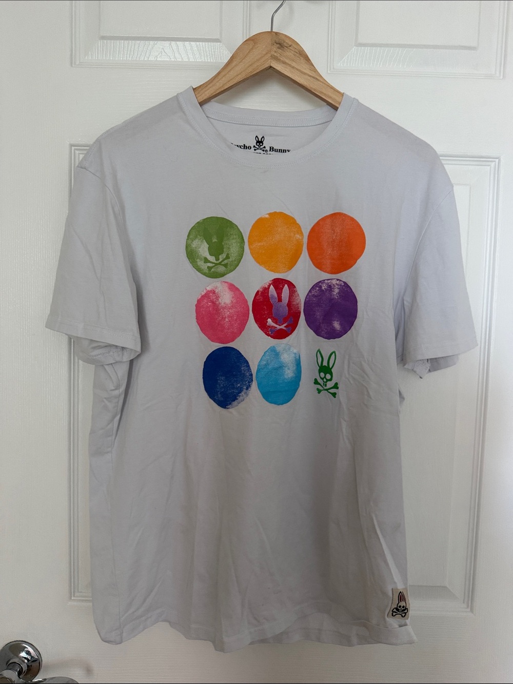 Psycho Bunny Robert Godley Graphic Logo Tee White 100% Pima Cotton Large